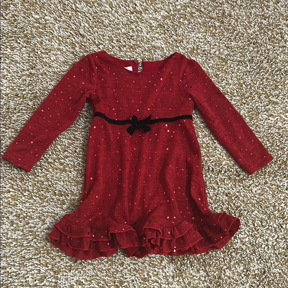 Bonnie Baby Red Dress with Black Bow